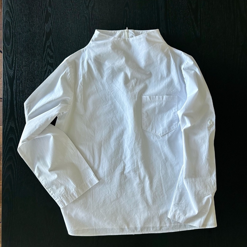 Super fresh Mazik Women white cotton  Long Sleeve Blouse + back long zip!
